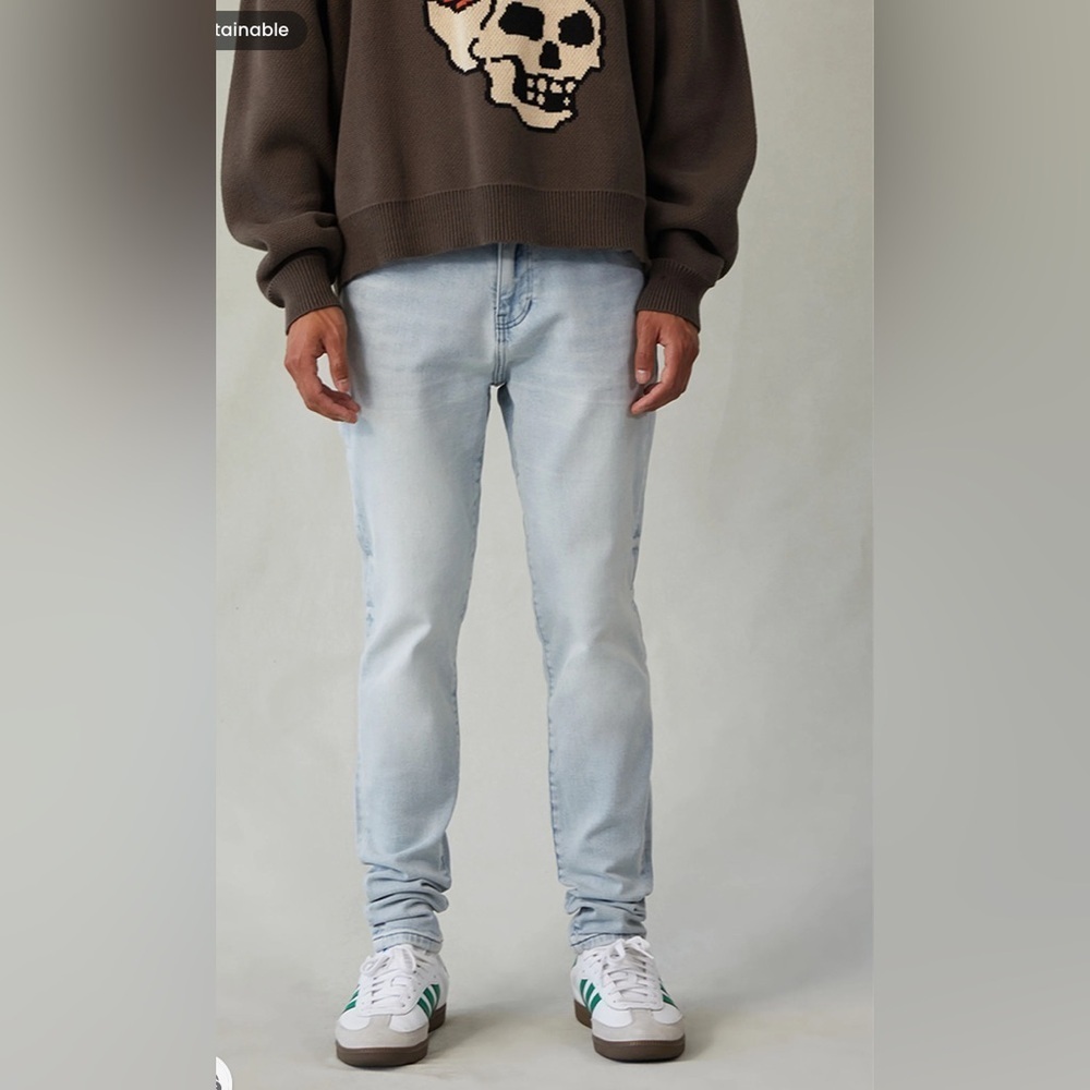 Pacsun Men’s Bryce Stacked Skinny Jeans Size 34x32 Stretch Light Indigo Casual